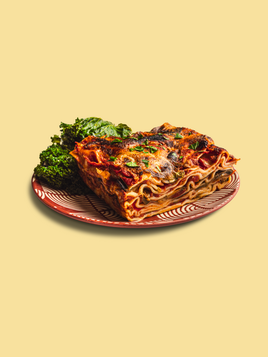 Vegan Grilled Med Veg Lasagne, Pesto Kale